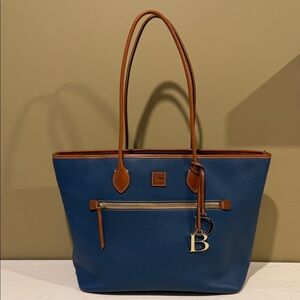 Dooney & Bourke large pebble grain leather tote in Denim color